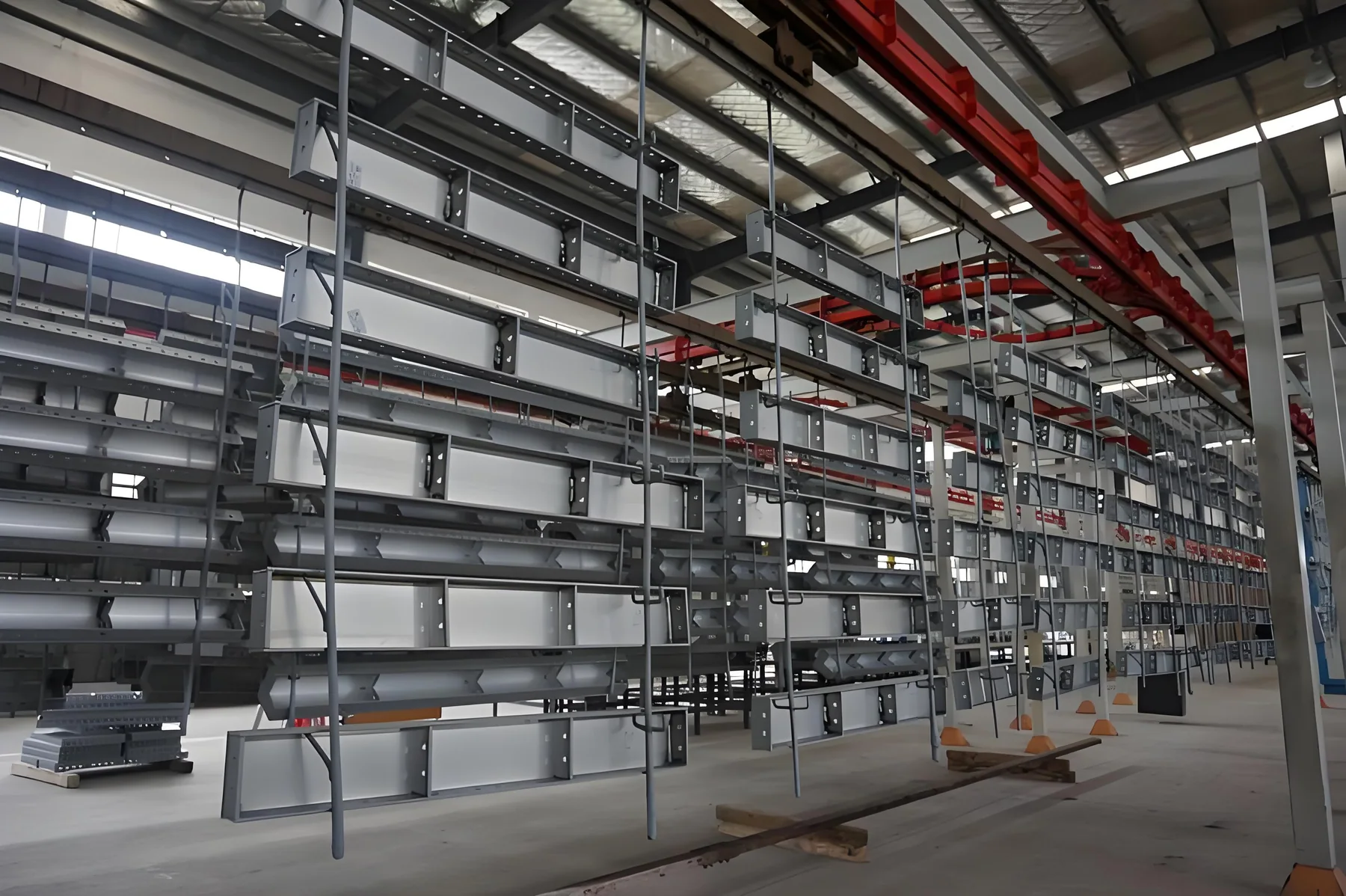 Aluminum formwork storage racks inside factory